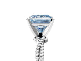 White gold Fancy Blue Princess  Solitaire Twisted Band with Bead Prong Setting_333