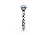 White gold Fancy Blue Princess  Solitaire Twisted Band with Pavé Accents and Four-Prong Setting_5