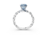 White gold Fancy Blue Princess  Solitaire Twisted Band with Pavé Accents and Four-Prong Setting_6