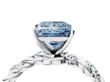 White gold Fancy Blue Princess  Solitaire Twisted Band with Pavé Accents and Four-Prong Setting_7
