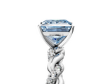 White gold Fancy Blue Princess  Solitaire Twisted Band with Pavé Accents and Four-Prong Setting_8