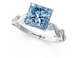 White gold Fancy Blue Princess  Solitaire Twisted Band with Prong Setting 2