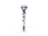 White gold Fancy Blue Princess  Solitaire Twisted Band with Prong Setting 3