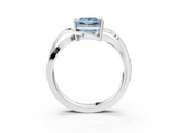 White gold Fancy Blue Princess  Solitaire Twisted Band with Prong Setting_6