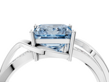 White gold Fancy Blue Princess  Solitaire Twisted Band with Prong Setting_7