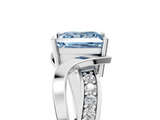 White gold Fancy Blue Princess  Solitaire Twisted Band with Prong Setting_8
