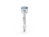 White gold Fancy Blue Princess  Solitaire Twisted Pave Diamond Ring with Four-Prong Setting_14