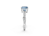 White gold Fancy Blue Princess  Solitaire Twisted Pave Diamond Ring with Four-Prong Setting_14