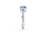 White gold Fancy Blue Princess  Solitaire Twisted Pave Diamond Ring with Four-Prong Setting_14