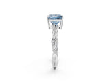 White gold Fancy Blue Princess  Solitaire Twisted Pave Diamond Ring with Four-Prong Setting_170
