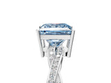 White gold Fancy Blue Princess  Solitaire Twisted Pave Diamond Ring with Four-Prong Setting_173