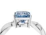 White gold Fancy Blue Princess  Solitaire Twisted Pave Diamond Ring with Four-Prong Setting_178