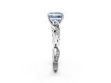 White gold Fancy Blue Princess  Solitaire Vine Band with Milgrain Prong Setting_5