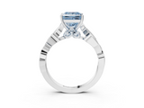 White gold Fancy Blue Princess  Solitaire Vine Band with Milgrain Prong Setting_6