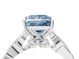 White gold Fancy Blue Princess  Solitaire Vine Band with Milgrain Prong Setting_7