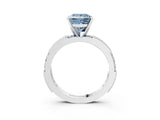 White gold Fancy Blue Princess  Solitaire with Pavé Band and Four-Prong Setting_317