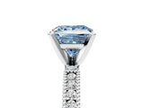 White gold Fancy Blue Princess  Solitaire with Pavé Band and Four-Prong Setting_324