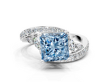 White gold Fancy Blue Princess  Solitaire with Pavé Twist Band and Four-Prong Setting_75
