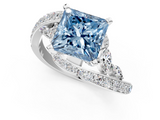 White gold Fancy Blue Princess  Solitaire with Pavé Twist Band and Four-Prong Setting_77