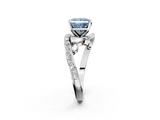 White gold Fancy Blue Princess  Solitaire with Pavé Twist Band and Four-Prong Setting_78