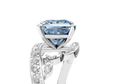 White gold Fancy Blue Princess  Solitaire with Pavé Twist Band and Four-Prong Setting_81