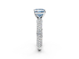 White gold Fancy Blue Princess  Solitaire with Pave Band and Four-Prong Setting_5