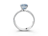 White gold Fancy Blue Princess  Solitaire with Pave Band and Four-Prong Setting_6