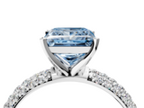 White gold Fancy Blue Princess  Solitaire with Pave Band and Four-Prong Setting_7