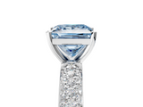 White gold Fancy Blue Princess  Solitaire with Pave Band and Four-Prong Setting_8