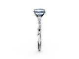 White gold Fancy Blue Princess  Solitaire with Side Baguettes and Channel Set Band_46