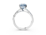 White gold Fancy Blue Princess  Solitaire with Side Baguettes and Channel Set Band_48