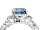 White gold Fancy Blue Princess  Three-Stone Diamond Ring with Pavé Split Shank and Four-Prong Setting_65
