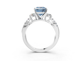 White gold Fancy Blue Princess  Three-Stone Diamond Ring with Pavé Split Shank and Four-Prong Setting_70