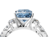 White gold Fancy Blue Princess  Three-Stone Diamond Ring with Pavé Split Shank and Four-Prong Setting_78