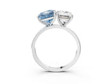 White gold Fancy Blue Princess  and Emerald Cut Toi Moi Ring with Prong Setting_49