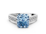 White gold Fancy Blue Radiant  Brilliant Channel-Set Solitaire Ring with Four-Prong Setting_20