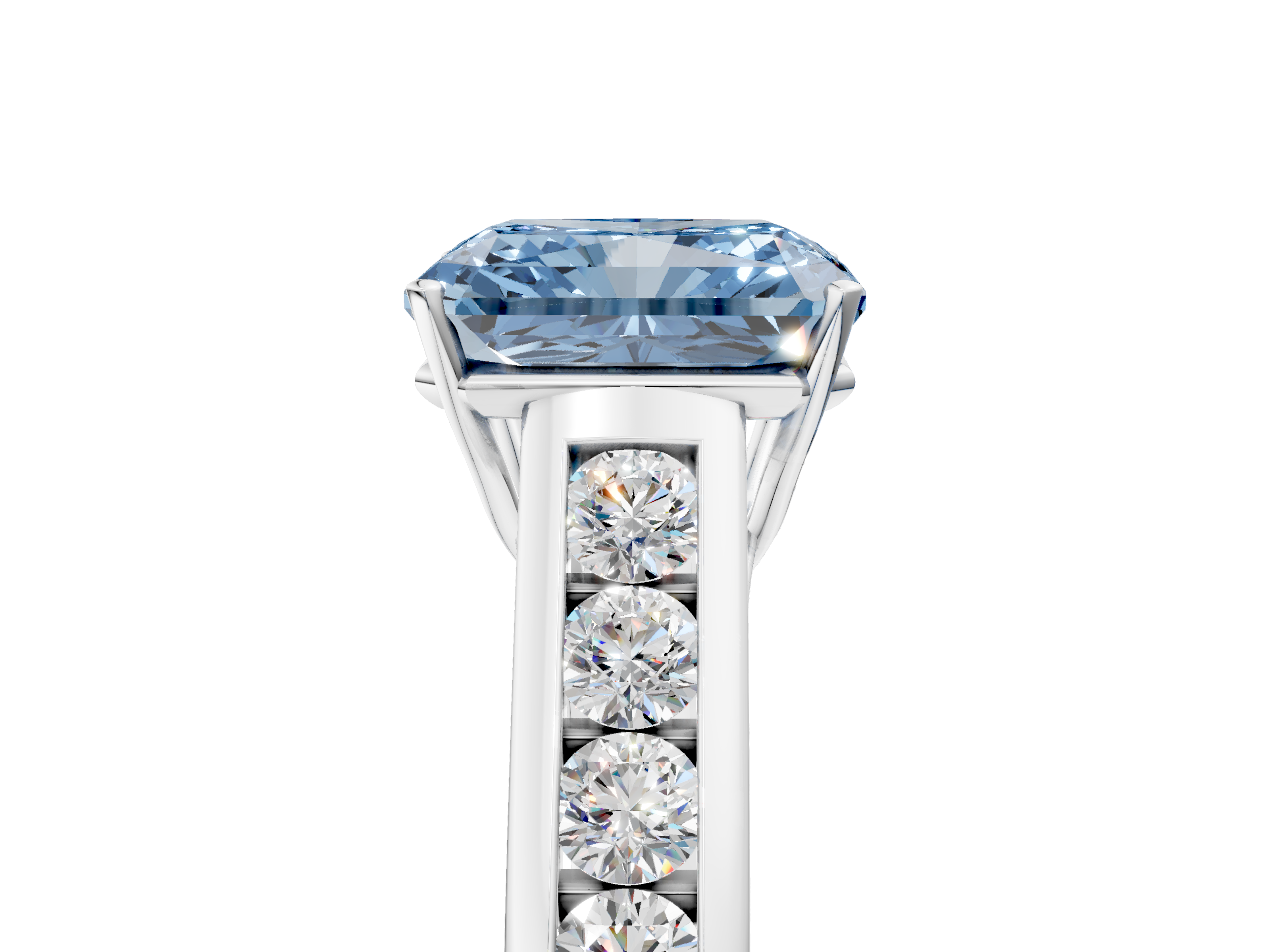 White gold Fancy Blue Radiant  Brilliant Channel-Set Solitaire Ring with Four-Prong Setting_25