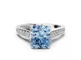 White gold Fancy Blue Radiant  Brilliant Cut Diamond Engagement Ring with Pavé Band and Four-Prong Setting_49