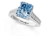 White gold Fancy Blue Radiant  Brilliant Cut Diamond Engagement Ring with Pavé Band and Four-Prong Setting_50