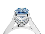 White gold Fancy Blue Radiant  Brilliant Cut Diamond Engagement Ring with Pavé Band and Four-Prong Setting_53