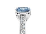 White gold Fancy Blue Radiant  Brilliant Cut Diamond Engagement Ring with Pavé Band and Four-Prong Setting_54