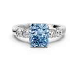 White gold Fancy Blue Radiant  Brilliant Cut Diamond Five-Stone Prong Set Engagement Ring with Channel Band_3
