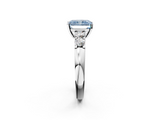 White gold Fancy Blue Radiant  Brilliant Cut Diamond Five-Stone Prong Set Engagement Ring with Channel Band_5