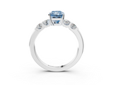 White gold Fancy Blue Radiant  Brilliant Cut Diamond Five-Stone Prong Set Engagement Ring with Channel Band_6