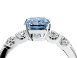 White gold Fancy Blue Radiant  Brilliant Cut Diamond Five-Stone Prong Set Engagement Ring with Channel Band_7