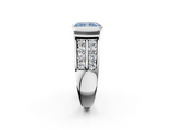 White gold Fancy Blue Radiant  Brilliant Diamond Channel Set Wide Band Ring with Bezel Setting_22