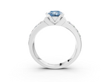 White gold Fancy Blue Radiant  Brilliant Diamond Channel Set Wide Band Ring with Bezel Setting_23