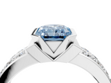 White gold Fancy Blue Radiant  Brilliant Diamond Channel Set Wide Band Ring with Bezel Setting_24