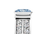 White gold Fancy Blue Radiant  Brilliant Diamond Channel Set Wide Band Ring with Bezel Setting_25
