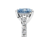 White gold Fancy Blue Radiant  Brilliant Diamond Solitaire with Pavé Band and Four-Prong Setting 5